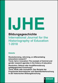 Cover-Abbildung des Buches 'IJHE Bildungsgeschichte, 8. Jahrgang (2018), Heft 1'